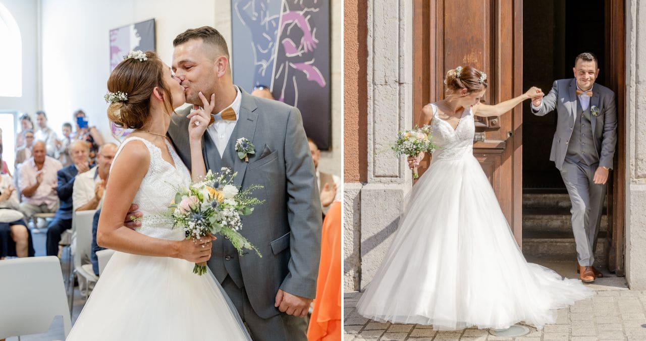 Sortie des mariés de la mairie de Yenne