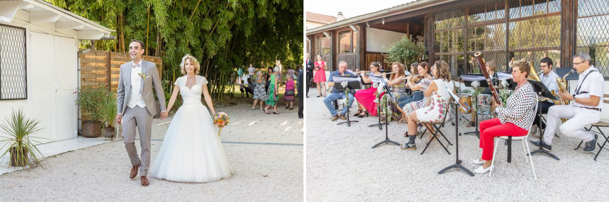 arrivée au mariage au clos de florie