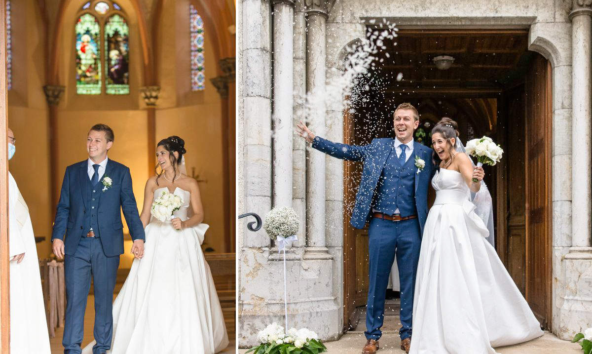 sortie des mariés de l'église de Tresserve