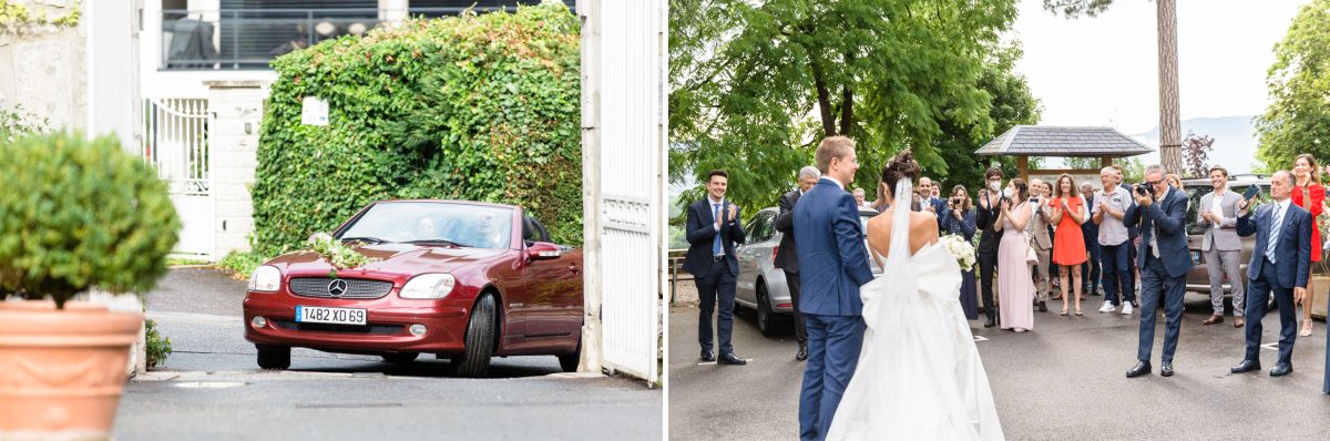 arrivée des mariés au chateau des cmotes de challes