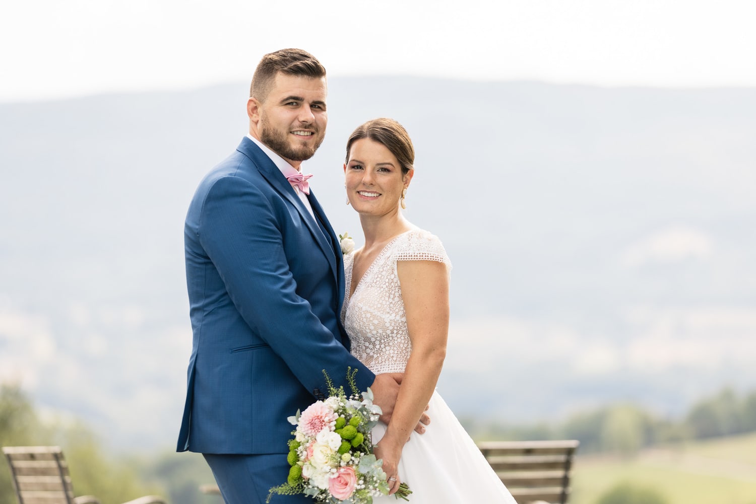 Photo des mariés au château de Morgenex