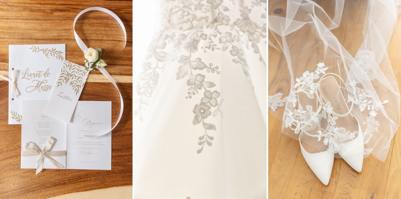 Chaussures et robe de mariée