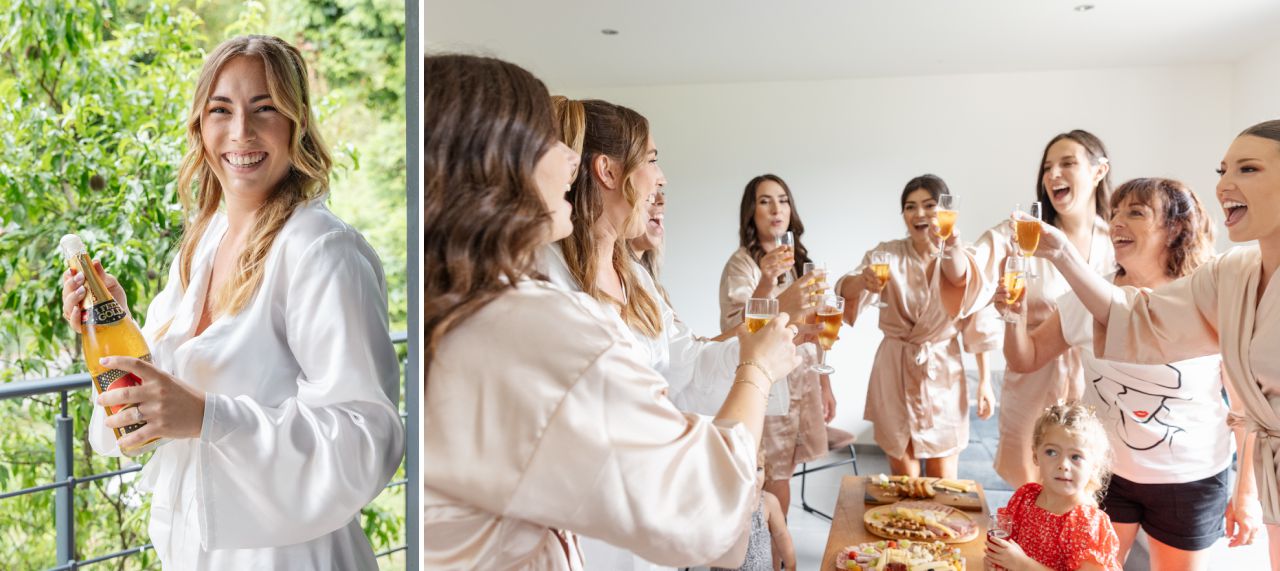 les demoiselle d'honneur avec le champagne