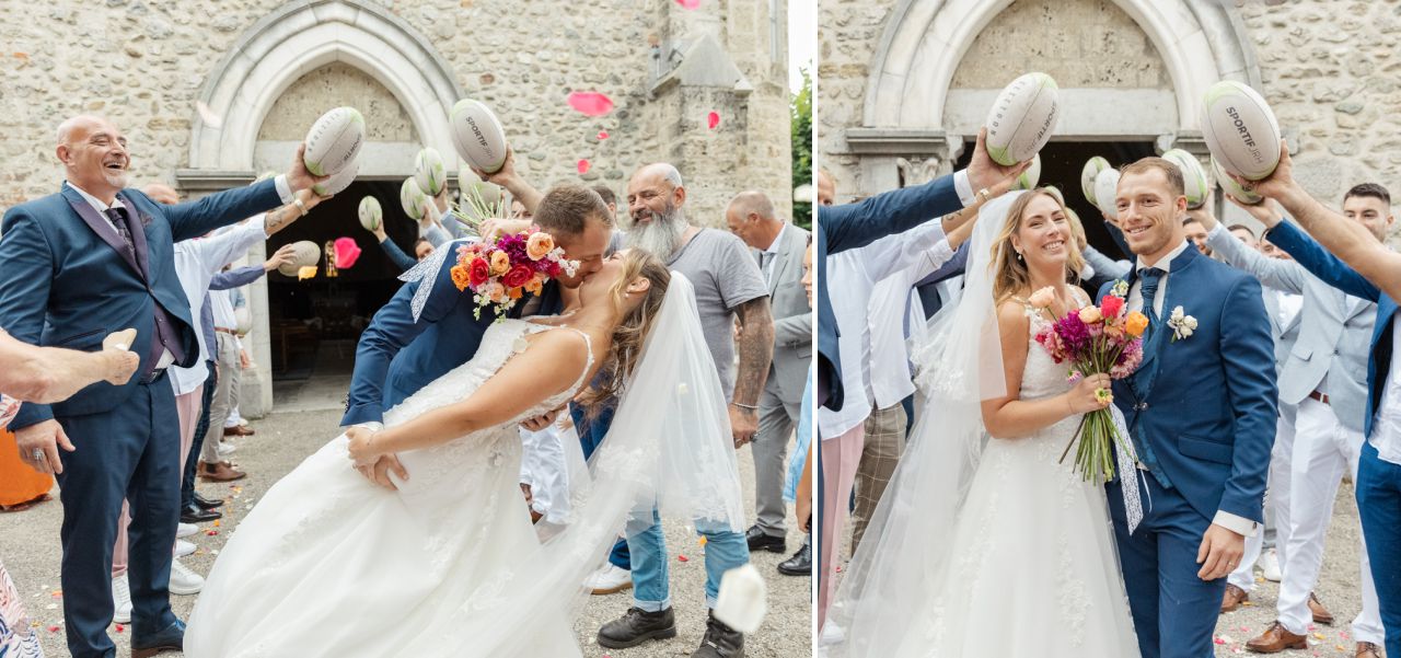 bisou à la sortie de l'église